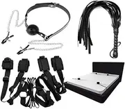 Under Bed Restraints Open Mouth Gag Whip BDSM Sex Toy For Men Women Couples Nipple Clamp Couples Kit BDSM S+M Black