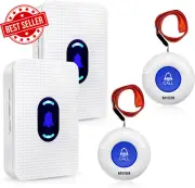 Wireless Caregiver Pager Alert System SOS Call Button for Elderly 2 Receivers