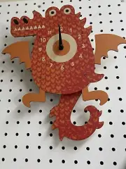Kids Decor Wall Clock Pendulum Cute Wood