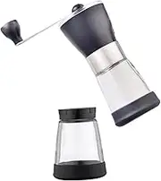 COLLBATH Manual Coffee Bean Machine Glass Container Portable Stainless Steel Handheld Tool for Kitchen Travel and Camping