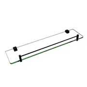 ACA Bathroom Towel Rack Rail Shelf Glass Holder Black