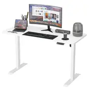 Advwin Standing Desk Electric Ergonomic Adjustable Height Sit Stand up Desk 120cm White Splice Board Table Top+White Frame