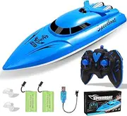 Habuddy RC Boat, 2.4GHz High Speed Mini Boats, RC Boats for Pools and Lakes, Radio Controlled Watercraft for Kids, 30+ Minutes, 2 Batteries