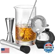 Mixology and Craft Cocktail Set - 7-Piece Bartender Kit with Mixing Glass Set