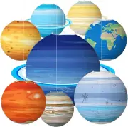 8 PCS Paper Lanterns Planets Space Theme Paper Lanterns for Outer Space Themed B