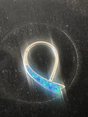 Titanium 16G 10 MM Piercing Clicker Opal Blue Septum Tragus Daith & More