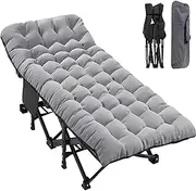 ABORON Oversized Folding Cot, XXL Folding Sleepovers Bed, 78"x32"x18" 900lb-Loading Heavy Duty 2-Layer 1200D for Guest Sleeping W/Mattress & Carrying Bag for Camping Home Office Vacation