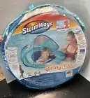 SwimWays Baby Spring Float Sun Canopy Blue Swimming Pool Splash Lounge w Carrier