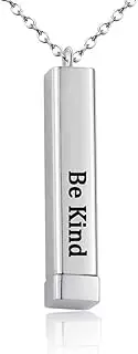 [VLIEGEN] Be Kind Of A B Necklaces, Square Tubes Pendant with Hidden Message Stainless Steel Band Friendship To Best Friends Sorority Sisters Inspirational Gift Jewelry for Women