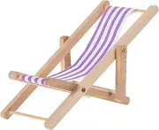 Yardwe Mini Wooden Furniture 1:12 Scale Mini Beach Lounger Miniature Lounge Chair for Dollhouse Decoration