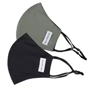 2PK The Good Brand Reusable Breathable 2Ply Face Mask w/ PM2.5 Filter Sage/Black