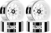 GLOBACT 1.9 Beadlock Wheels Rims RC Wheel Hub for TRX4 TRX6 Axial SCX10 I II III Pro Redcat 1/10 RC Crawler Upgrade Accessories (4Pcs White)