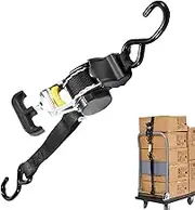 Retractable Tie Down Straps | Heavy Duty Ratchet Self-Retractable Tie Down Straps,Heavy Duty Automotive Exterior Accessories for Kayak Appliances Cargo Trailer Lawn Equipment
