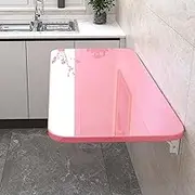 Foldable Wall Hanging Drop Leaf Table Sturdy Wall Folding Table Kitchen & Dining Laundry Room Table Desk Load Capacity 70kg Floating Wall Desk for Small Spaces (Color: Pink Size: 40x30c