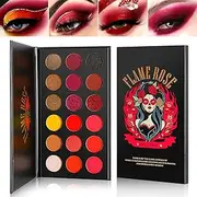 AFFLANO Red Eyeshadow Palette Highly Pigmented, Long Lasting True Red Eye Shadow Halloween Makeup Pallet 18 Color,Waterproof Matte Shimmer Brown Black Yellow Sunset Warm Fall Eye Shades, Cruelty Fre