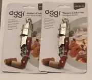2 - OGGI Wine Openers - Waiters Corkscrew Wine Bottle Opener w/Wood Handle