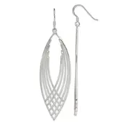 Sterling Silver Polished Fancy Dangle Shepherd Hook Earrings