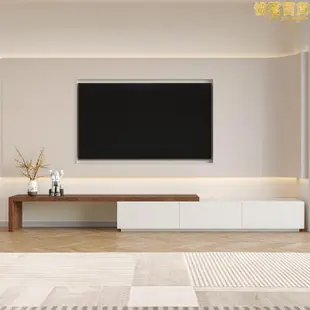 伸縮電視櫃簡約北歐小戶型客廳白色烤漆落地電視機櫃組合地櫃