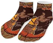 [QMNVBDS] African Map Ethnic Pattern Socks Ankle Length Socks Casual Short Socks for Women Men Low Cut Sports Socks Running Socks No Show Socks Ankle Socks Athletic Socks Workout Socks, Style, One Size