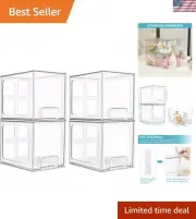 Multi-Purpose Clear Acrylic Storage Organizers – 4 Stackable Drawers, 6.6'' Tall