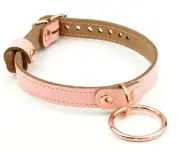 AMARE Blush Pink and Rose Gold Leather Large Ring day collar Col39LRngBPnk