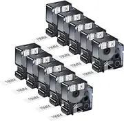 NineLeaf 10 x Compatible for Dymo 18489 A18489 Tape Black on White Flexible Nylon IND Tape 3/4'' 19mm x 3.5m(11.5ft) Refill Cartridge use in Rhino 4200 5000 5200 6000 Industrial Label Maker