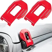 Hood Latch Lock Catch Brackets Cover for 2018-2024 Jeep Wrangler JL JLU Unlimited Sports Freedom Sahara Rubicon Gladiator JT 2-Door & 4-Door Exterior Accessories Decoration (Red 2PCS)