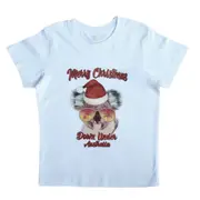 New Kids Christmas Xmas T Shirt Tee Tops 100% Cotton Boys Girls Gift Red White - Koala Sunglass (White)