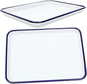 ZUNOXAZ 2Pcs Enamel Baking Pan Non Stick Roasting Tray Reusable Washable Oven Dish Food Grade Enamel Bakeware for Quick Even Heat Transfer