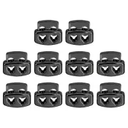 10Pcs Alloy Spring Cord Lock Ends Toggle for Shoelaces Bright Black 15x13.5mm