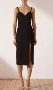 SHONA JOY Andrea Fitted Cocktail Dress With Belt Black
