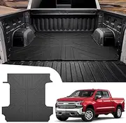Utiiy Truck Bed Liner for 2019-2024 Chevrolet Silverado/GMC Sierra 1500 5.8ft Bed Mat TPE All Weather Truck Bed Floor Liner for 2023 2024 Chevy Silverado/GMC Sierra 1500 Crew Cab Accessories, 1924CS