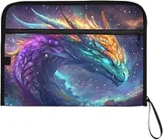 YMXFXP Dragon Fantasy Galaxy Expandable Filing Folder, 13-Pocket Funny Cute Design with Sticky Labels, A4 Letter Size Document Organizer for Office, School, Boys, Girls