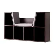 Giantex Wooden Kids Bookcase 6-Cube Cushioned Reading Nook Toy Organizer Storage Bookshelf Brown