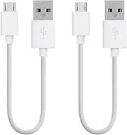 2 Pack 20cm Short Data Transfer Charger Charging Micro USB Cable Cord for Android Phone Device Tablet Bulk White TPE Plastic