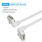 Vention IBOWF Cat6A UTP Patch Cable - 1m - White Rotate Right Angle - Slim Type [IBOWF]