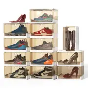 Clear Shoe Organizer Boxs, 12 Pack Stackable Shoe Display Cabinets with Magne...