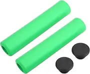 Bike Handlebar Grips, 1 Pair Double Locking Bike Bicycle Mountain Bike Handlebar Grips with End Caps, Silicone Non-Slip Bicycle Handle Bar Grips for BMX/MTB/Road Mountain Bikes (Green)