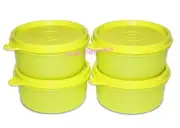 4 Tupperware Bowls Serving Snack Cups 8 oz. with Chartreuse Yellow Green Set NEW