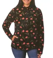 NEW O’Neill Women’s Half Zip Fleece Pullover Hoodie Small S Black Floral
