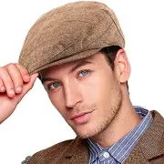 Herringbone Flat Ivy Newsboy Cap for Men Classic Large-X-Large 002 Plaid Brown