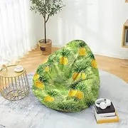 3D Tropical Fruit Bean Bag Cover Morbuy Print Sofa Cover Lazy Lounger Bean Bag No Filler Detachable Washable Puff Sofa Lounge Recliner for Living Room, Children's Room (M,Pineapple)