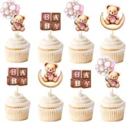 36 PCS Bear Cupcake Toppers for Baby Shower - Jungle Animal Theme Decorative