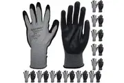 12 Pair Safetyware XtraFlex Nitrile Grip Safety Work Gloves Palm Coated Bulk for Gardening Mechanic Construction General Purpose