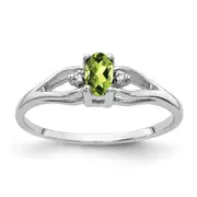 Solid 14k White Gold 5x3mm Oval Simulated Peridot A CZ Ring