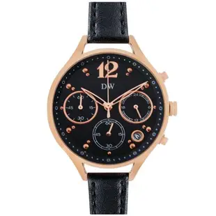 日本DW D3227 時尚古典典雅女爵真三眼皮帶手錶