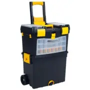 Stalwart Portable Tool Boxes 18" Mobile Workshop Lockable Plastic Black 2 Tray