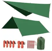 Hammock Rain Fly Camping Tarp Waterproof, 10x10ft Lightweight Green 10*10ft