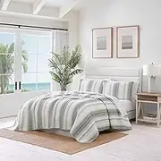 Tommy Bahama - Quilt Set, Luxuriously Soft Textured Bedding with Matching Shams, Striped Design, Modern Home Essentials (La Prisma Green, King)