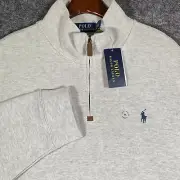 Polo Ralph Lauren Sweater Men's 2XL Rib Quarter-Zip Gray Heather Pullover NEW!